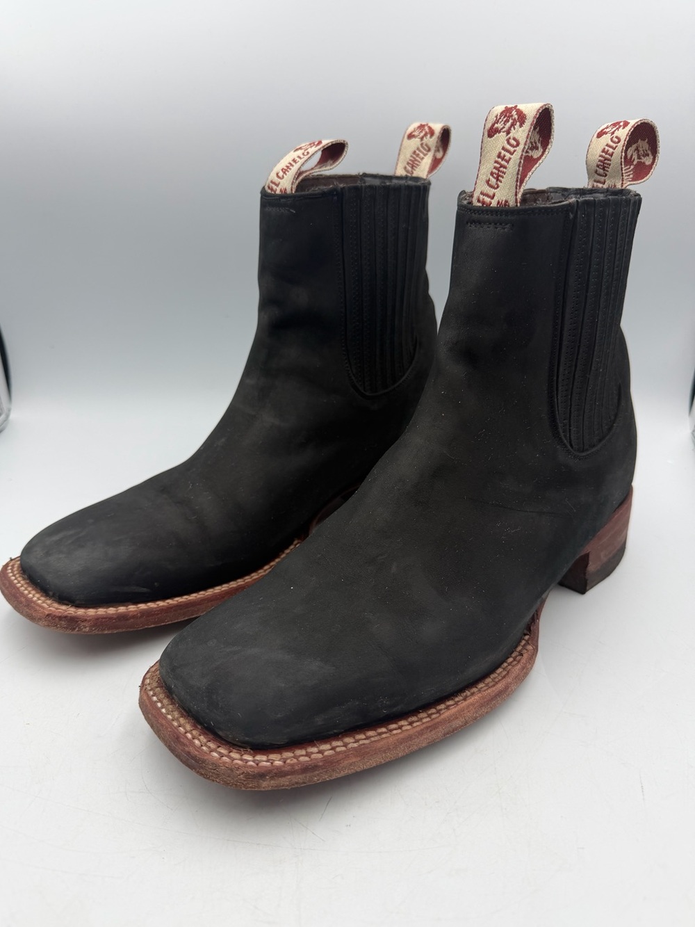 El Canelo Handmade Black Leather Chelsea Western Boots Men’s Size 9